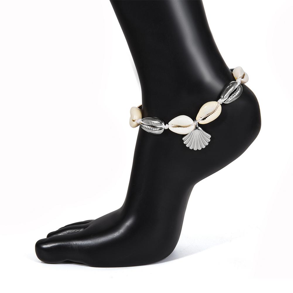 Women Simple Alloy Handmade Foot Chain National Style Adjustable Shell Design Anklet