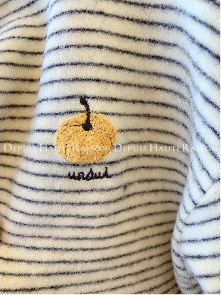 Korean Style Embroidered Pumpkin Stripe Long Sleeve Women's Plus Size Casual Top