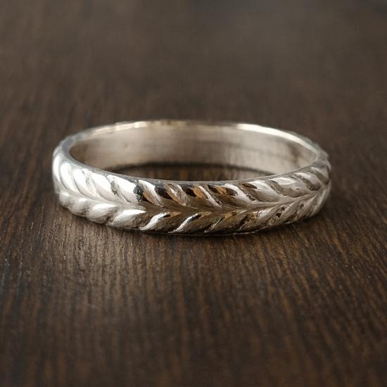 925 Sterling Silver Leaf Pattern Ring: Handmade Botanical Jewelry Promise Ring