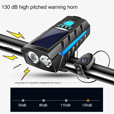 1 Set Fahrrad Doppel-Licht Wasserdicht Lautsprecher Hohe Helligkeit 3 Lichtmodi Dual-Licht Solarladung Starkes Licht für Außenbereich