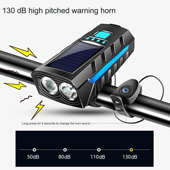1 Set Bicycle Double Light Waterproof Loud Speakers High Brightness 3 Modes Light Illumination Dual Light Solar Charging Strong Light for Outdoor