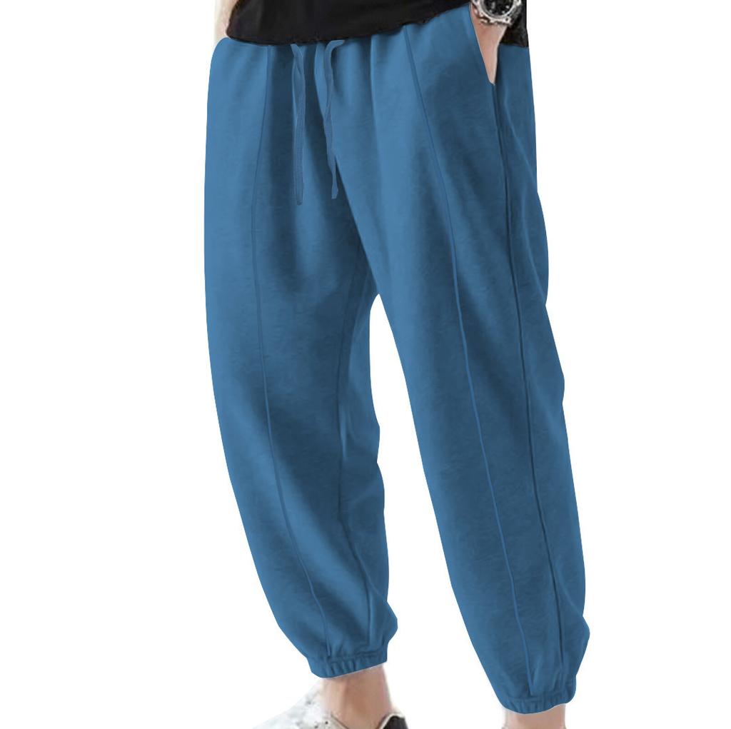 2025 new solid color large size casual pants men's summer trend casual loose leggings men's