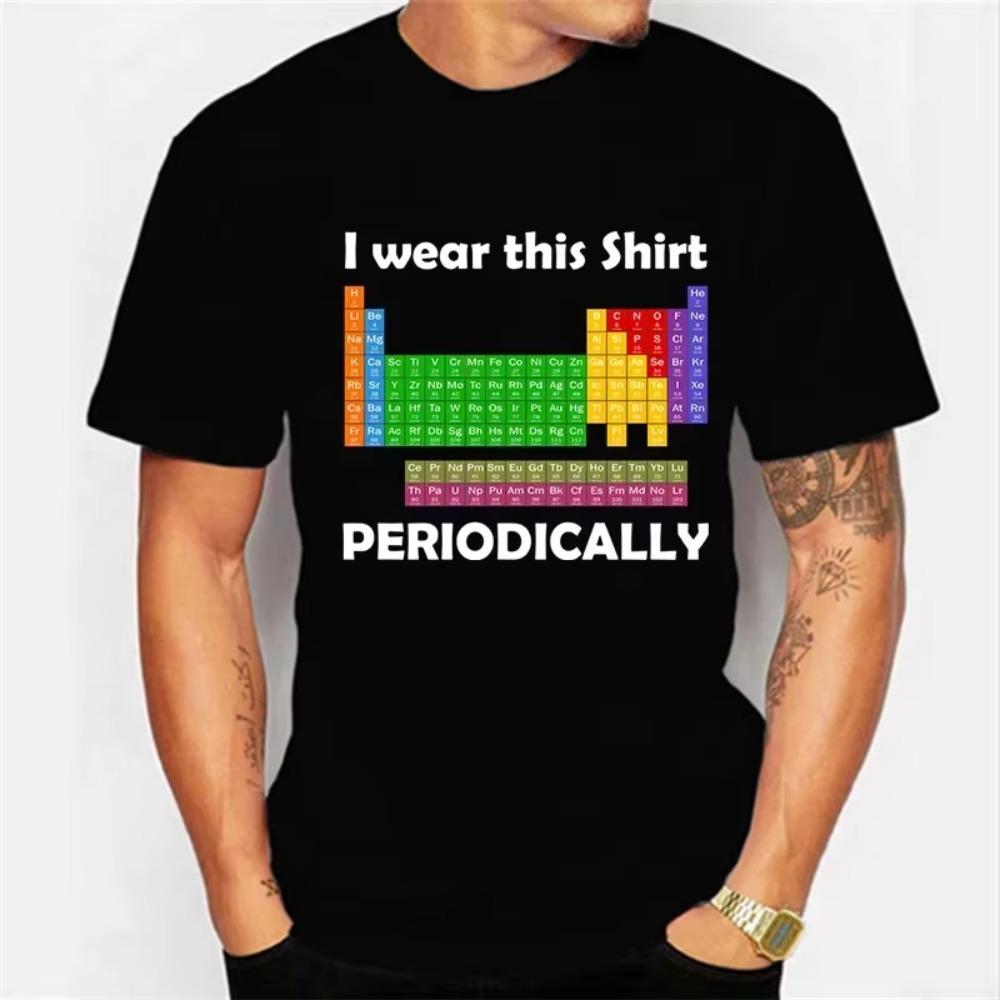 

Футболка Y2k для мужчин Я ношу эту футболку периодически Футболки с графикой периодической таблицы Футболка с коротким рукавом Футболки в стиле харадзюку L чёрный