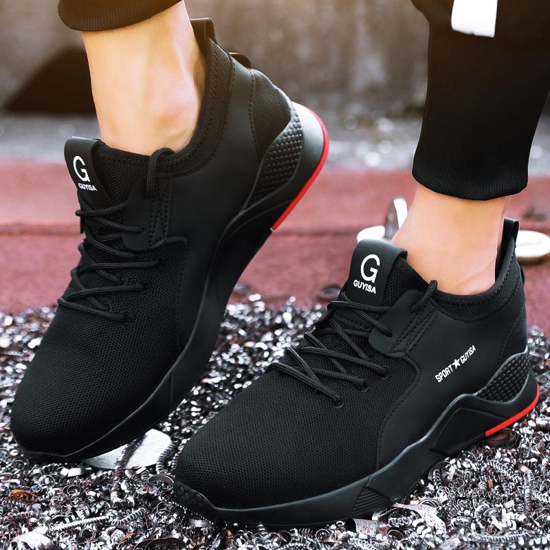 Novos sapatos de segurança antiderrapantes e antifuros para construção, calçados masculinos para caminhada