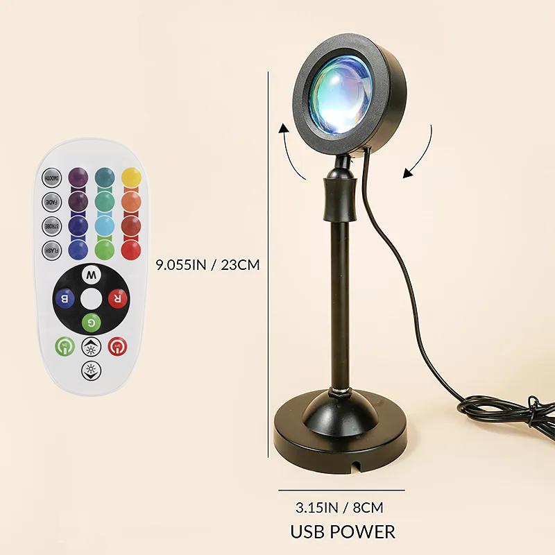 Sunset Light PROJECTOR USB 16 Color Changing Projector Floor lamp Night Light 360 Degrees Rotating  Decoration Decoration