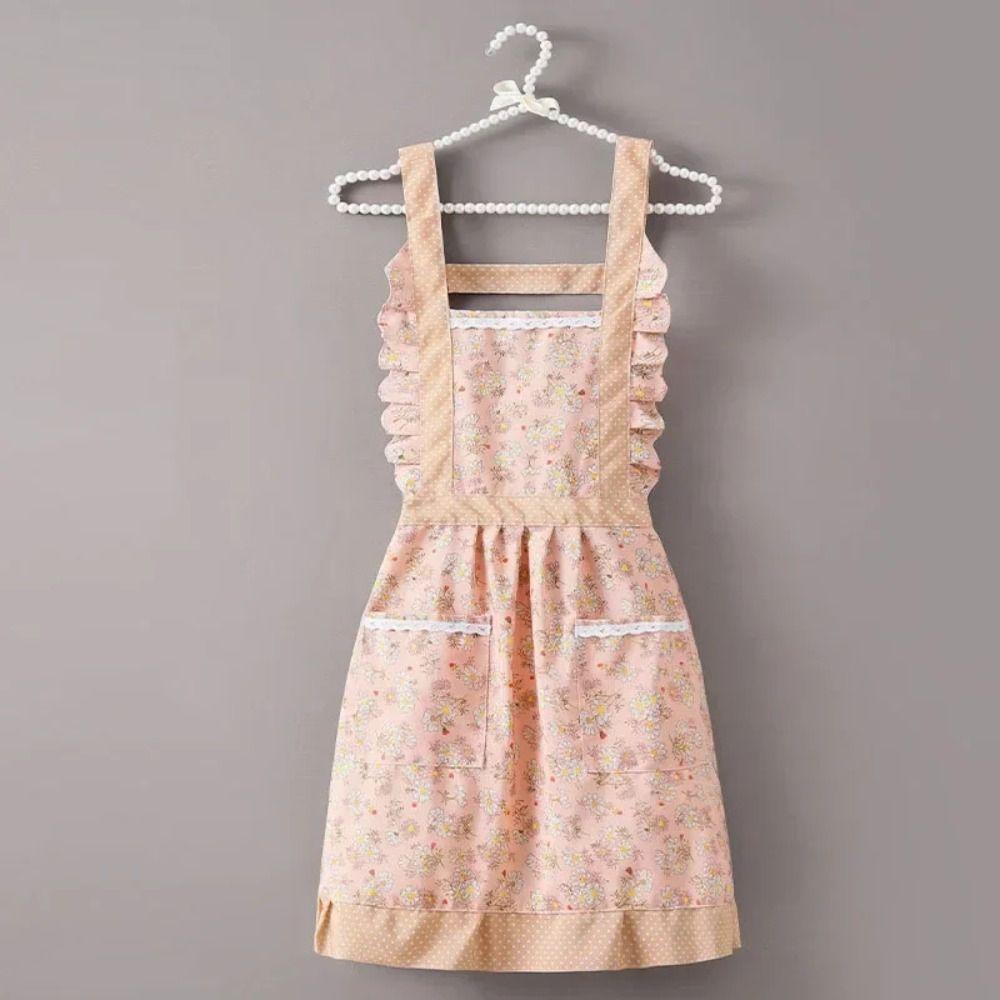 1Pcs Cross Back Japanese Apron Baking Florist Maid Dress Apron New Kitchen Cooking Aprons  Women