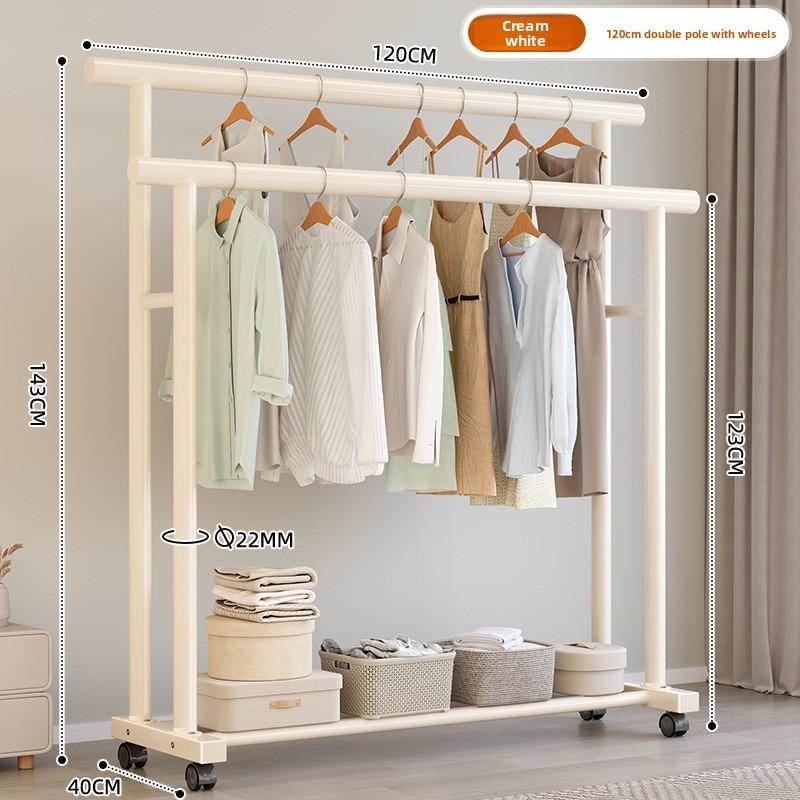 Simple Coat Rack, Movable Clothes Drying Rack, Freestanding Indoor Room Hanging Rack, Household Bedroom Clothes Storage Rack
