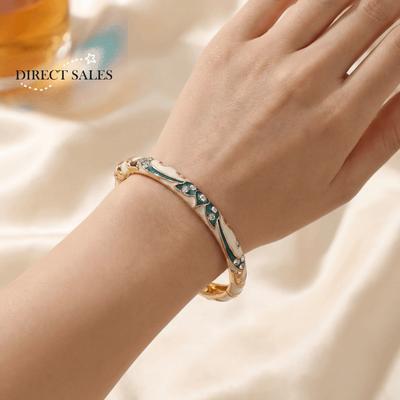 Elegant Cloisonne Open Bangle Zinc Alloy Drip Oil Enamel Bracelet Colorful Metal Retro Court Floral Cuff Traditional Crafts