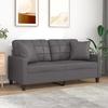 VidaXL 2-seater Sofa with Decorative Pillows Grey 140cm Faux Leather, Sofa, Loveseat, Living Room Sofa, Sofas, Sofa 3200805
