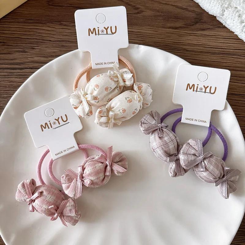 2pcs/set Children Candy Hairpins Fabric Plaid Girls Hair Clips Cute Barrettes Bangs Side Clip Hairclip Hair Headwear Accessories