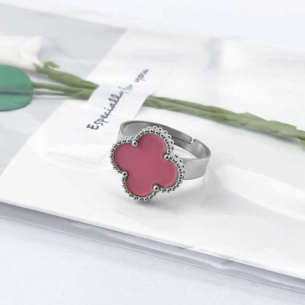 New 15mm Large Fashion Clover Ring Adjustable Opening Ring Simple Personalized Ring