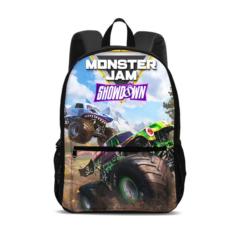 Monster Jam rugzak kan computers bevatten, cartoonprints, de beste campusgenoot voor studenten om naar school te gaan, verjaardagscadeau black