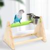 Bird Toy Firm Triangle Stand with Feeding Cup Playing And Resting Wood Pet Parrot Training Stand Parakeet Playground
