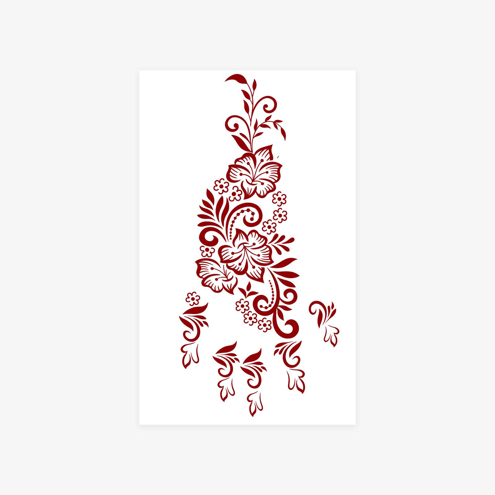 Tattoo Sticker Red Flower Totem Hand Back Indian Waterproof Female Tattoo Sticker 11*18