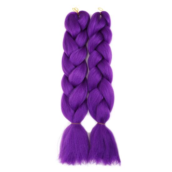 2Pcs 24-Inch Braiding Purple Hair Extension Natural Looking Halloween Costume Cosplay Stage Party Pre Stretched Long Braids Synthetic Hair Extension