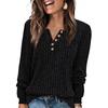 2025 Autumn/Winter Women's Round Neck Casual Long Sleeve Button Knit Top