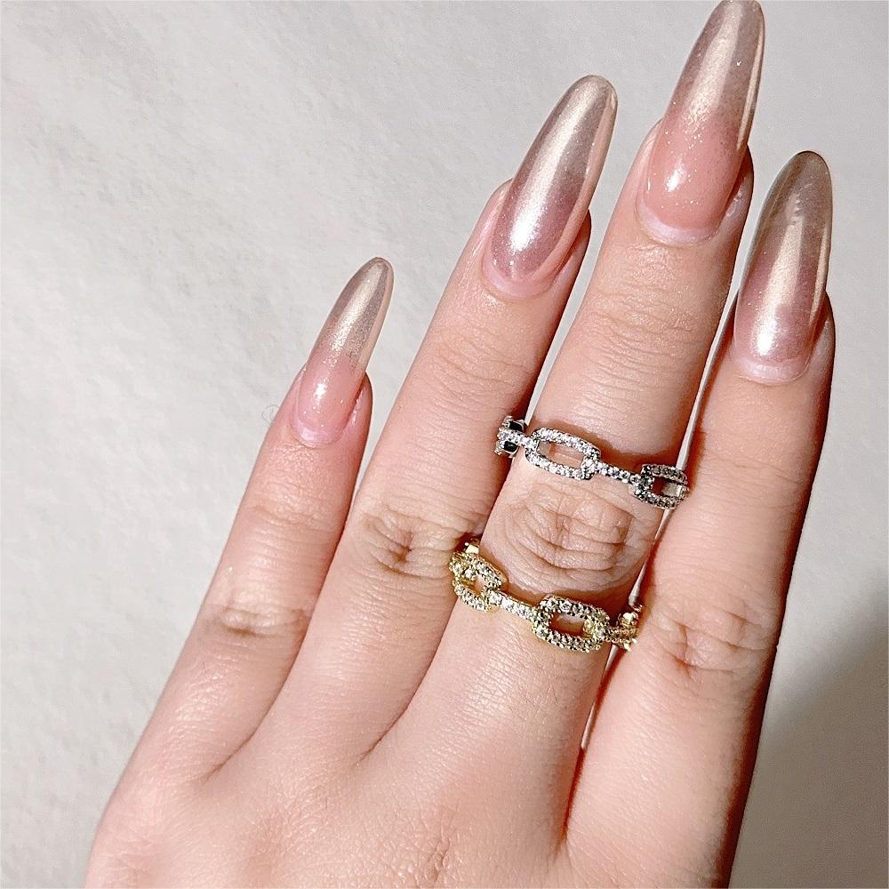 Schicke strahlende kubanische Gliederkettenringe für Damen Ice Out Mikro-Pavé Zirkonia Tennisring Modeschmuck Hiphop Rock Schmuck
