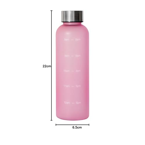 [.co.jp Exclusive] Wahei Freiz Time Marker Water Bottle with Graduated Markers, 560ml, Pink, Perfect for Water Bottles, Sports Bottles, BPA-Free, Unbr