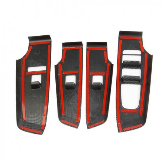 Carbon Fiber Style Window Lift Switch Panel Trim Cover for Mitsubishi Outlander