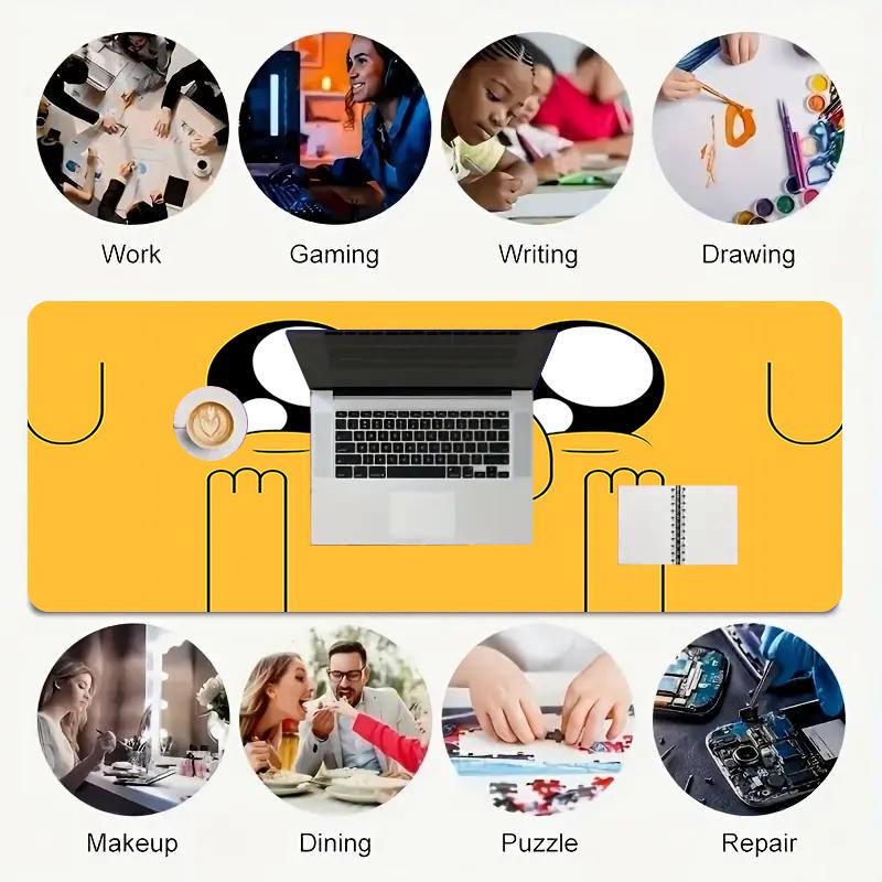 1Pc Adventure Time Jake'S Face Gaming Mouse Pad Keyboard Desk Mat Non-slip Rubber Lock Edge Waterproof Computer Mousepad for Office Home Decor S1122