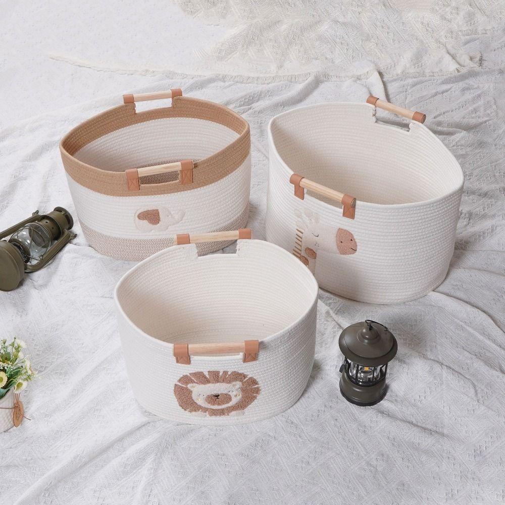 Portable Cotton Rope Storage Basket Cute Clutter Tidy Bin Toy Snack Organizer  Nursery