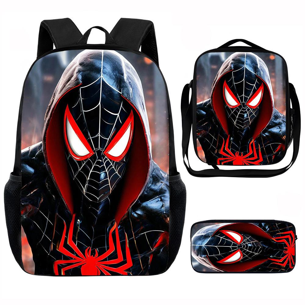 Spider-Man School Bag Lunch Bag Pencil Bag Elementary School Backpack Cartoon Peripheral Backpack Children's Bag Three-piece Set