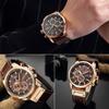 Men's Leather Strap Military Watch Men's Chronograph Waterproof Sport Wrist Date Quartz Wristwatch Gift (Gold Braun), Gold Braun, Chronograph, Quartz