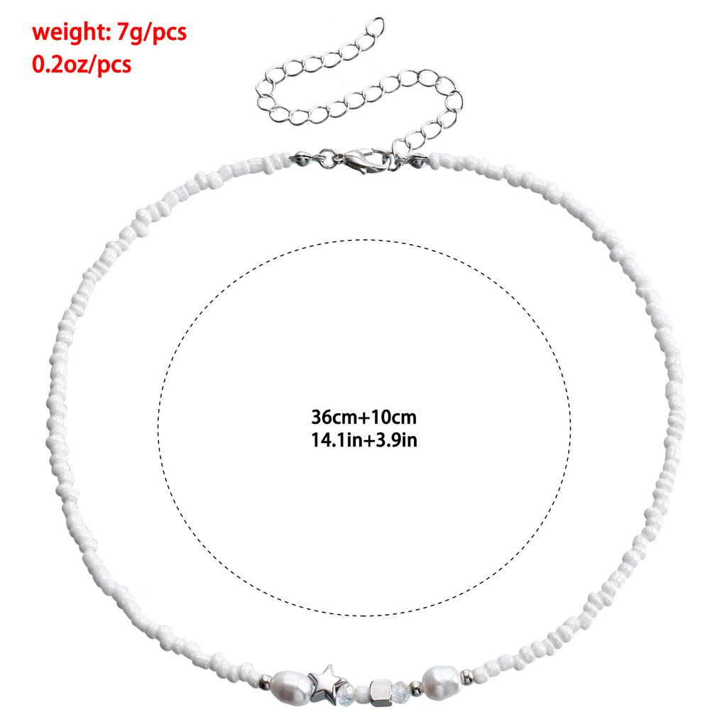 Accessories, Pastoral Simple Handmade Rice Bead Beaded Necklace Women, Bohemian Star Spice Girl Necklace