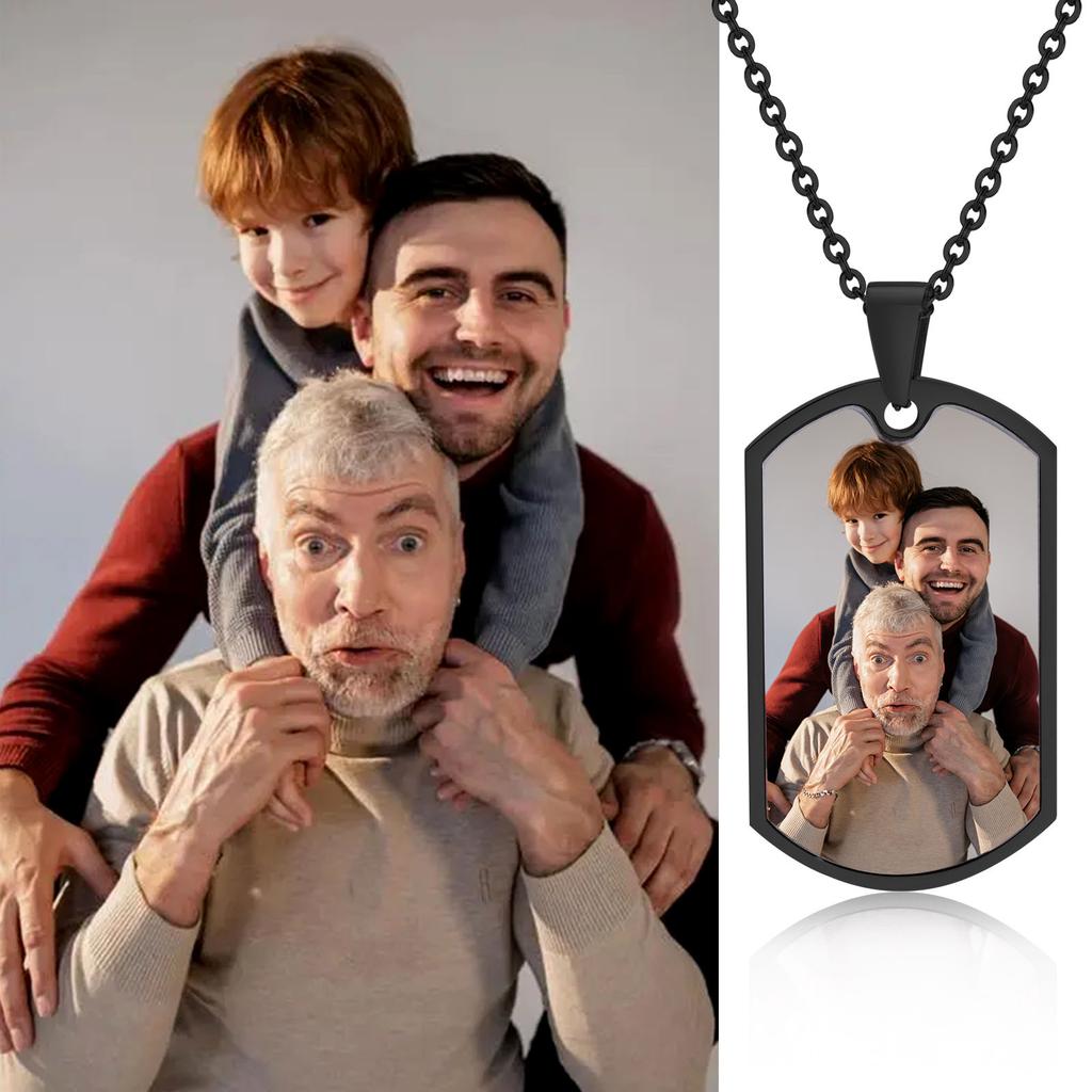Men Personalize Engrave Name Custom The Photo of Family Pendant Necklaces,Picture Words Date Pendant Dogtag,Love Keepsake Gifts
