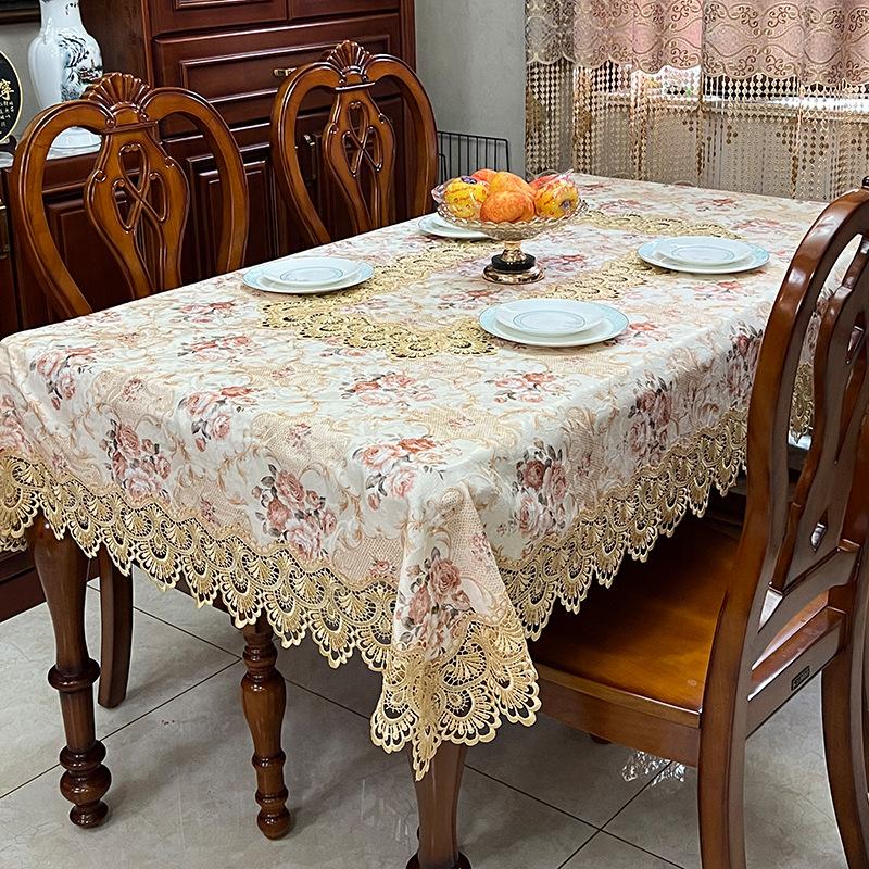 

Embroidered Tablecloth European Style Fabric Rectangular Tablecloth Living Room Coffee Table Dining Table Decoration Cloth Mat 60x60cm