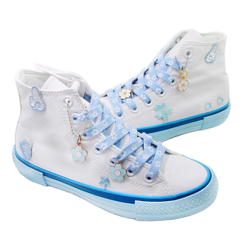 Fashion Style Cherry Blossom Pink AF1 Shoelace High-Cut Low-Cut Original Female Flower Lace Decorative Buckle Female Shoelace