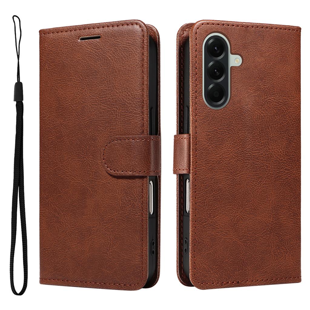 For Samsung Galaxy A57 5G Leather Wallet Case with Strap Solid Color Phone Stand Cover