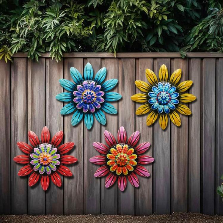Rustics Metal Floral Wall Decors Iron Craft Design Iron Flower Wall Sculpture For Hallway Patio Unique Decorations