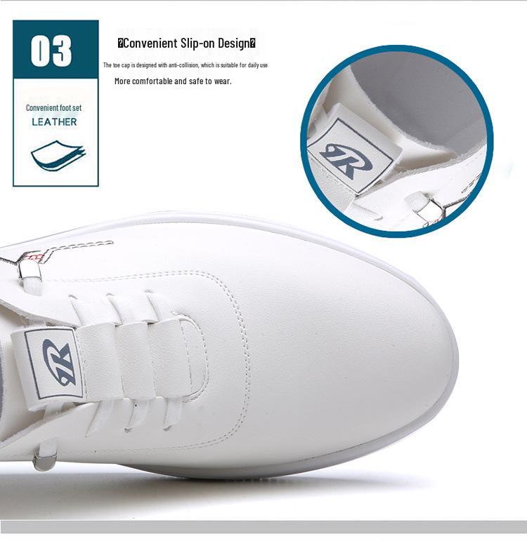 Men's Versatile Lightweight White Leather Slip-On Casual Shoes - Summer 2025 Collection