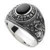 Figmart Oval Stone College Ring with Black Star fr0166 Size 13 [Silver 925]