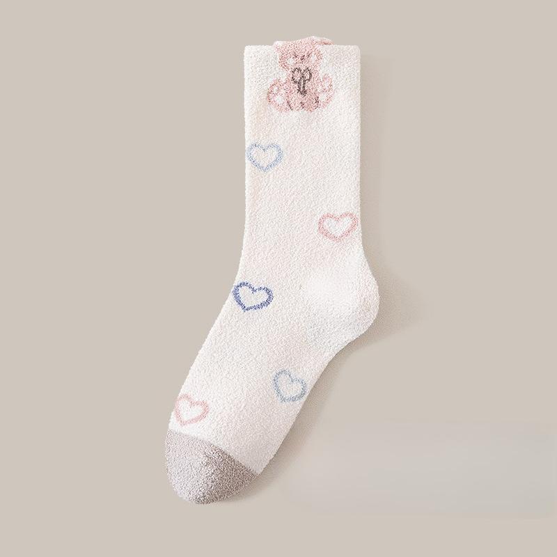 Winter and Autumn Thick and Warm Half-Size Fleece Women's Non-Loose-Material Mid-Calf Stockings Postpartum At-home Maternity Stockings