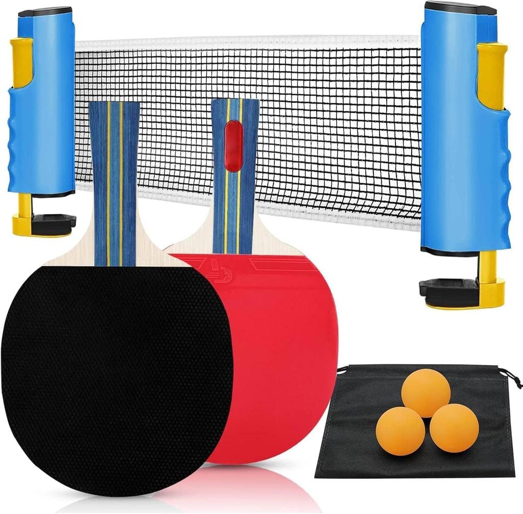 Portable Table Tennis Set with Extendable Table Tennis Table Set for Home Includes 2 Ping Pong Rackets and 3 Ping Pong Exercise Toy for Indoor Mini