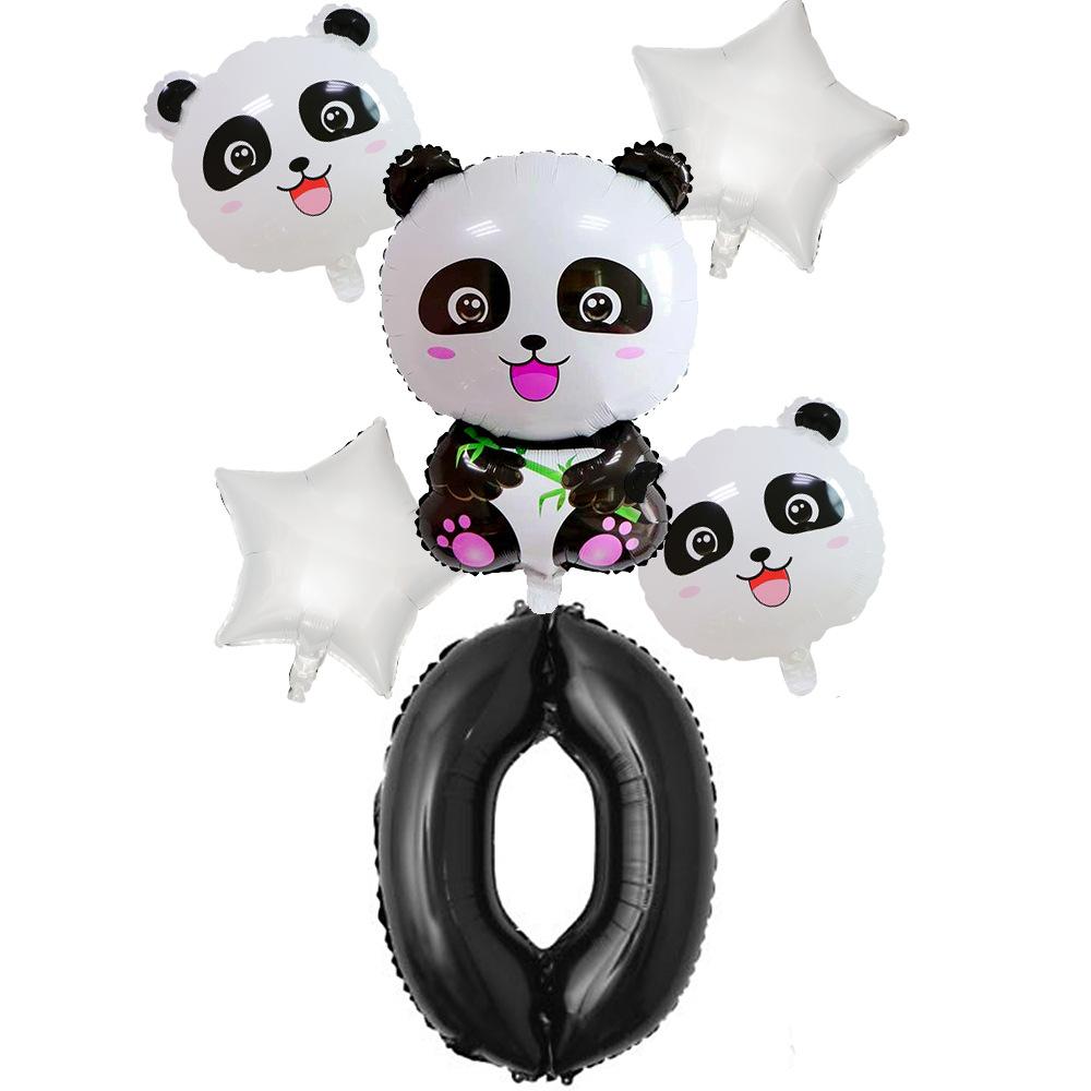 Xiaohongshu Panda Balloon Cute Panda 1-10 Birthday Party Decoration Arrangement Aluminum Film Balloon
