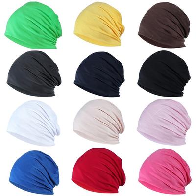 Men Soild India Stretch Drawstring Hat Wool Knitting Hair Loss Head Scarf Wrap