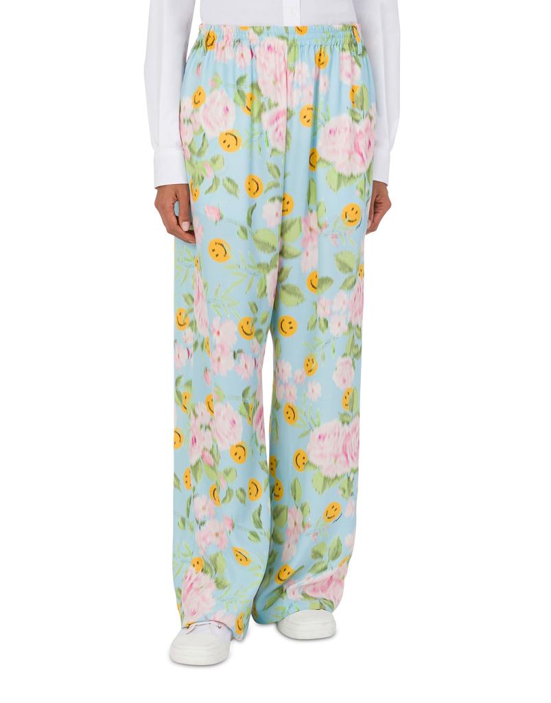 MOSCHINO Flower And Smiley Silk Pants