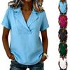 Women's Casual Shirt Loose V-neck Short-sleeved Turtleneck Top