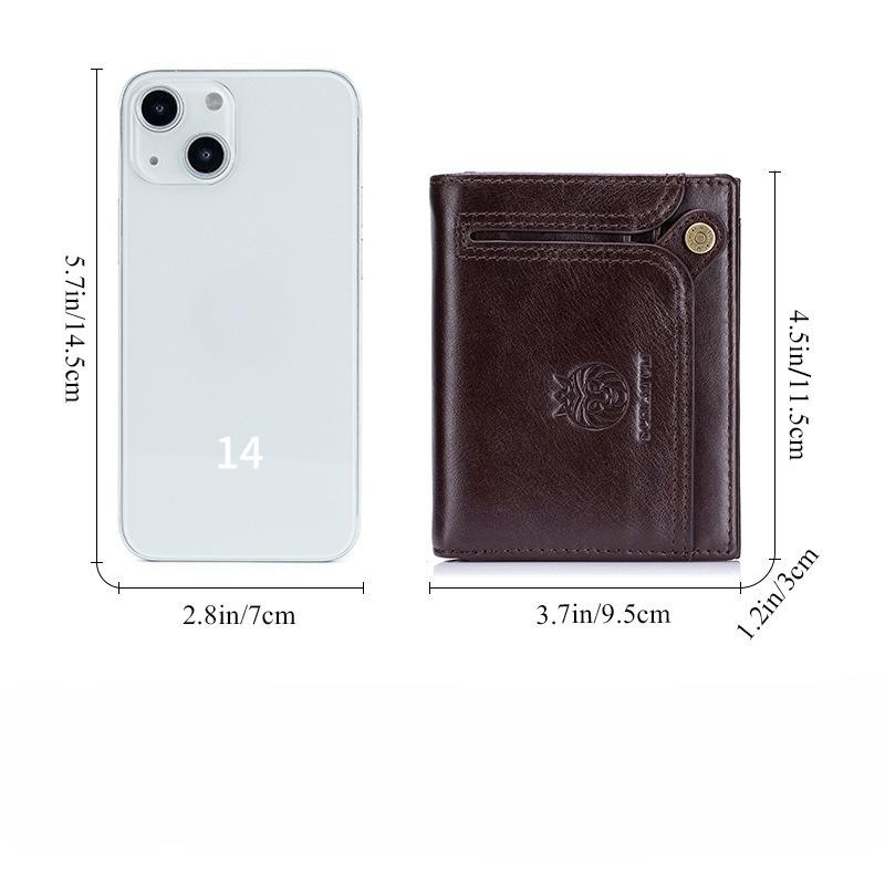Anti-theft Bag, Genuine Leather Vertical Wallet with Multiple Slots, Men's Short Wallet