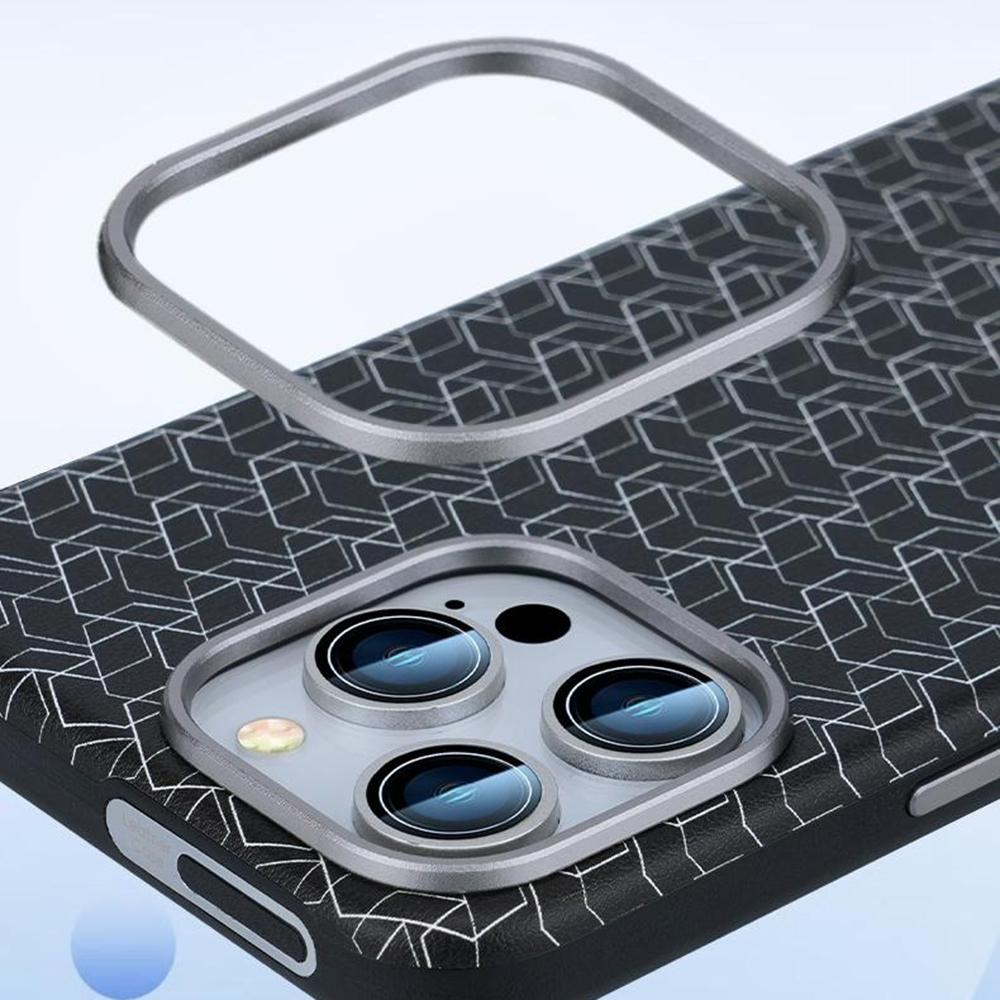 For iPhone 16 Pro Case Compatible with MagSafe Anti-Drop PU+TPU Phone Cover Geometric Pattern