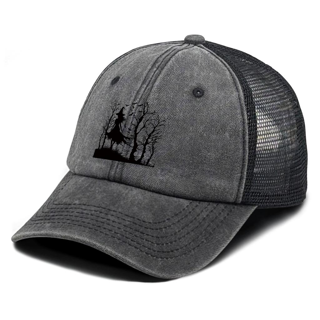 Black Grim Reaper And Tree Printed Baseball Cap Adjustable Mesh Unisex Fashion Hat For Women Unisex Street Style Travel Sports