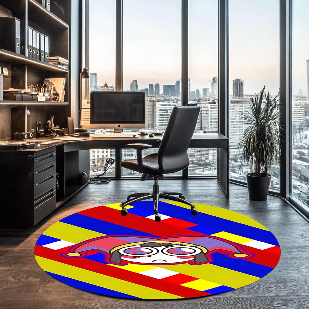 The Amazing Digital Circus Printed Round Rug Carpet Chair Rug Area Rug Entryway Doormats,for Office Chair Living Room Bedroom Kitchen Room.