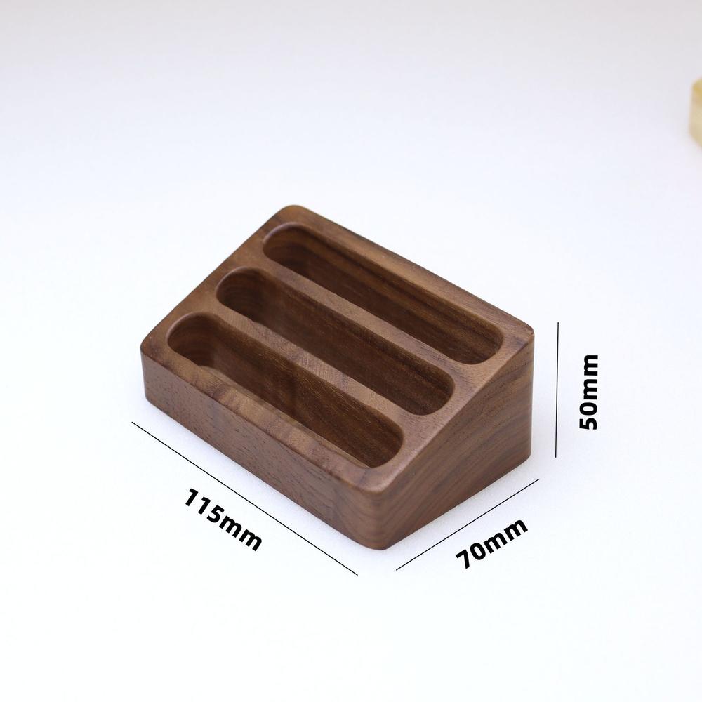 Solid Wood Desktop Business Card Display Stand 3 Compartment Card Storage Rack Card Box Office Supplies Card Holder Organizer