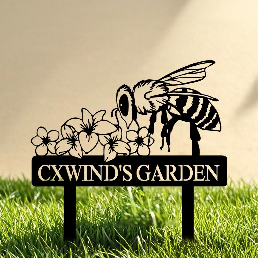 Metal Garden Sign Bee Decor Yard Art Personalized Gift