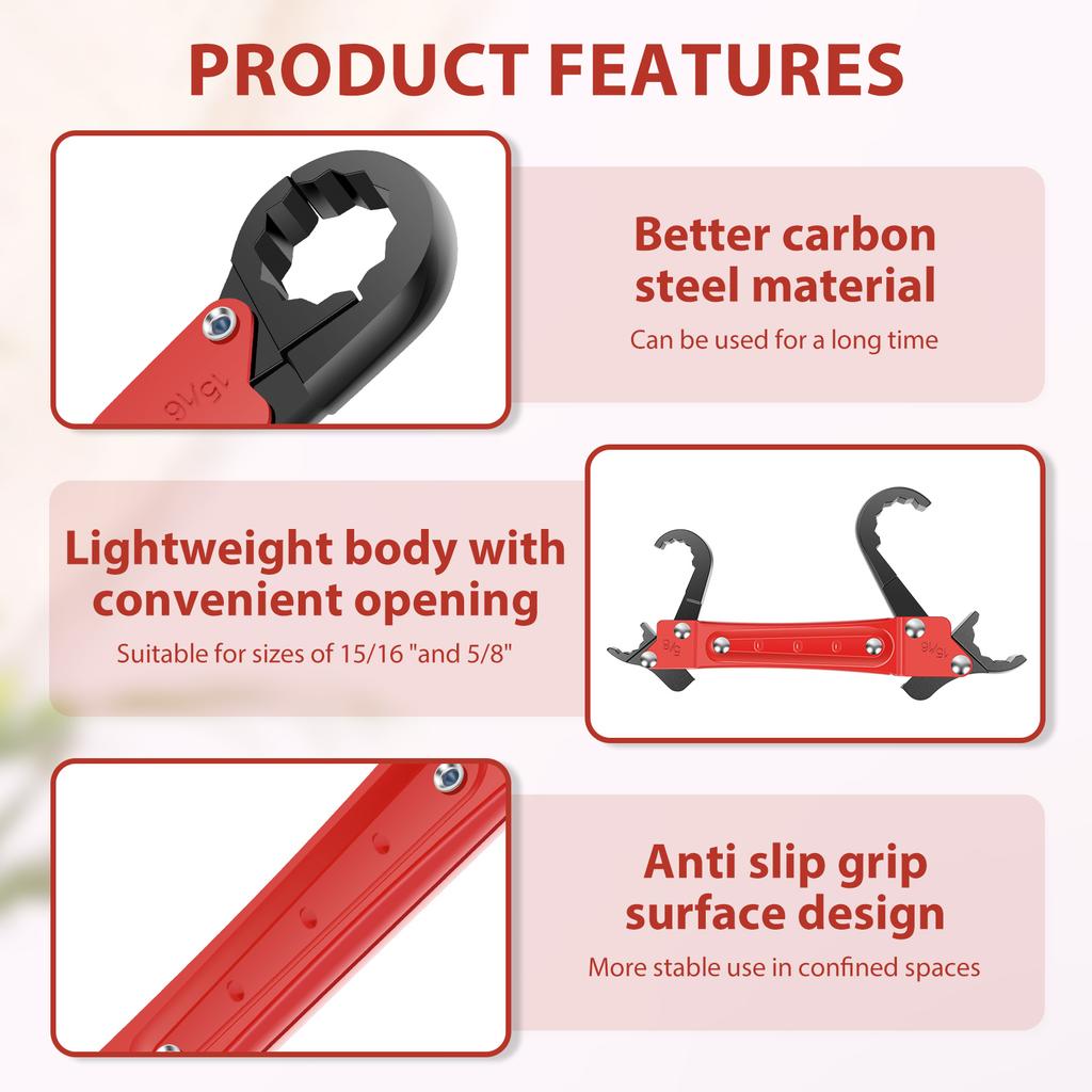 Winkelstopp-Schraubenschlüssel-Set für Sanitärinstallationen Werkzeuge zum Entfernen von Winkelstopps aus Kohlenstoffstahl Tragbares Sanitärschraubenschlüssel-Werkzeug für Installateure Klemmring