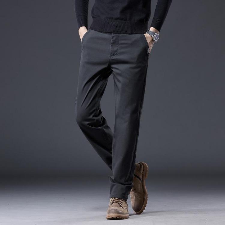 New Autumn Men's Slim Fit Straight Leg Casual Pants Wrinkle Resistant Business Elastic Versatile High-End Outer Wear Trousers