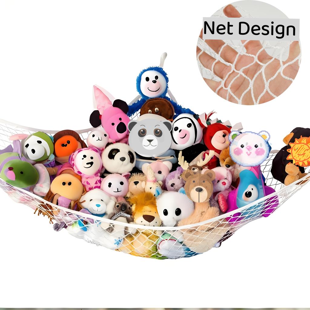 Spacious Soft Toy Hammock - Corner Storage Net for Plush Animals (Available In 4 Colors) - Sturdy Hanging Organizer